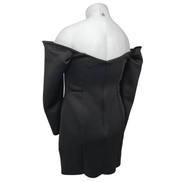 ASOS Black Off The Shoulder Tux Double Breasted Long Sleeve Sheath Mini Dress 16 - Picture 3 of 6